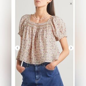 DÔEN
+ NET SUSTAIN Portia shirred floral-print organic cotton blend voile blouse